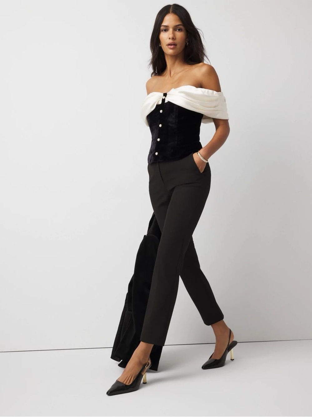 WHBM $130 Satin + Velvet Bustier - Picture 4 of 8